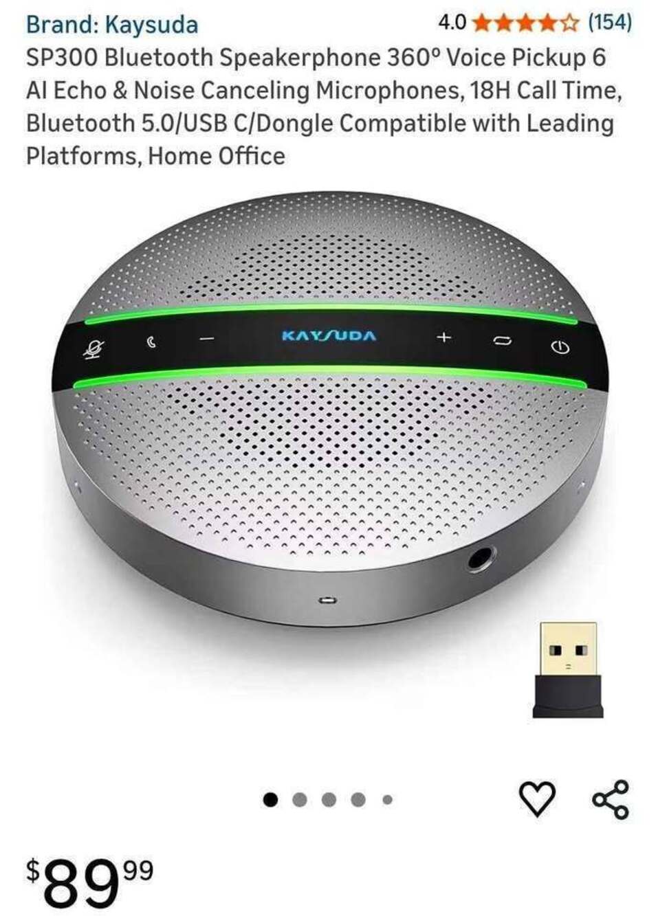 SP300 Bluetooth Speakerphone 360º Voice Pickup 6 AI Echo & Noise Canceling Micro